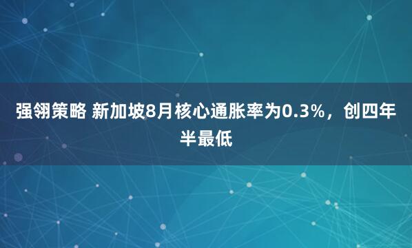 强翎策略 新加坡8月核心通胀率为0.3%，创四年半最低
