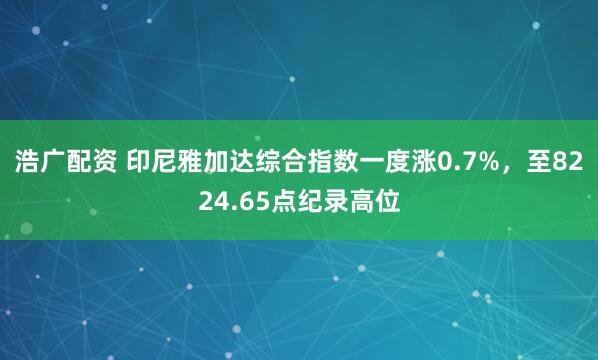 浩广配资 印尼雅加达综合指数一度涨0.7%，至8224.65点纪录高位